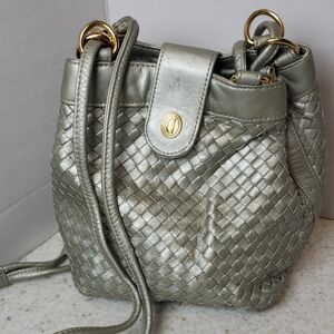 Vintage Ganson Woven Leather Bucket Bag